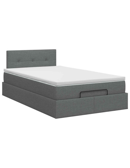 Letto ottomano con materasso Grigio Scuro 120 x 190 cm Tessuto