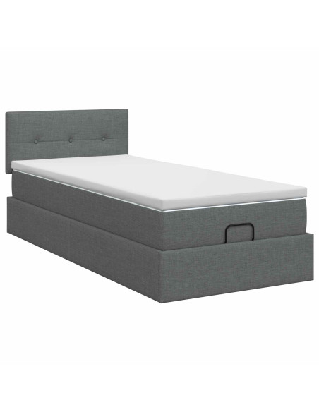 Letto ottomano con materasso Grigio Scuro 100 x 200 cm Tessuto