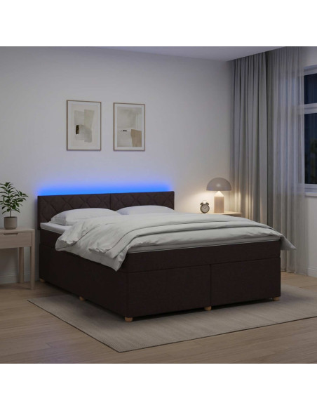Letto box spring con materasso Marrone Scuro 180 x 200 cm
