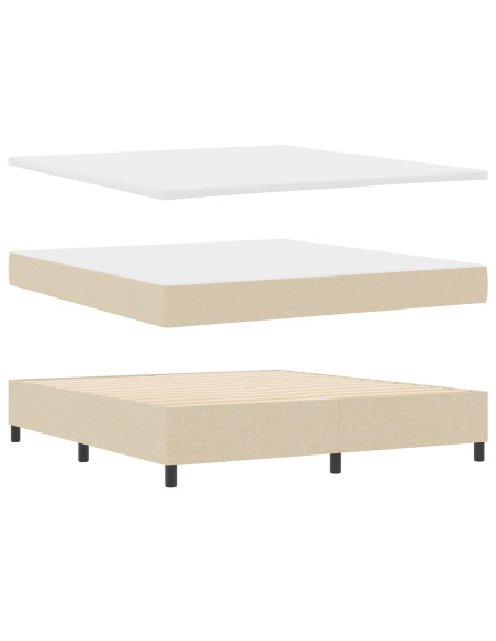 Letto a molle con strisce LED Crema 180 x 200 cm Tessuto