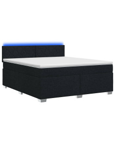Letto con Box Spring, Materasso e LED Nero 140 x 200 cm Tessuto 2