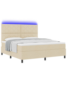 Letto a molle con strisce LED Crema 180 x 200 cm Tessuto 2