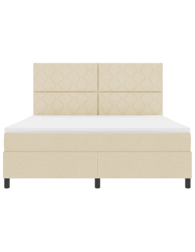 Letto a molle con strisce LED Crema 180 x 200 cm Tessuto
