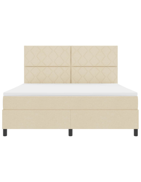 Letto a molle con strisce LED Crema 180 x 200 cm Tessuto