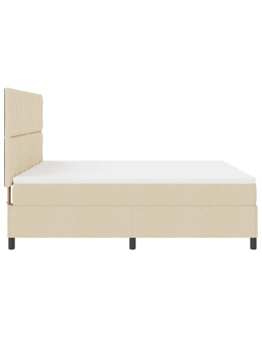 Letto a molle con strisce LED Crema 180 x 200 cm Tessuto