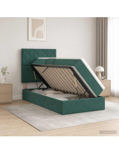 Letto con contenitore LED e materasso Verde Scuro 100 x 200 cm