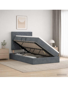 Letto con contenitore LED e materasso Grigio Scuro 120 x 200 cm