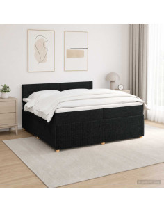 Letto box spring con materasso Nero 200 x 200 cm Tessuto