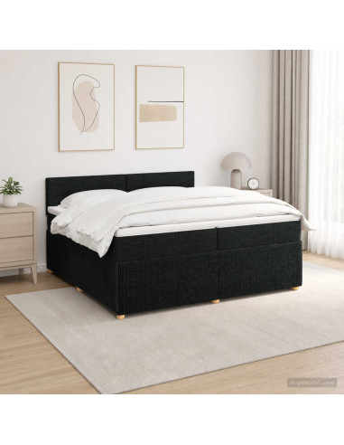 Letto box spring con materasso Nero 200 x 200 cm Tessuto