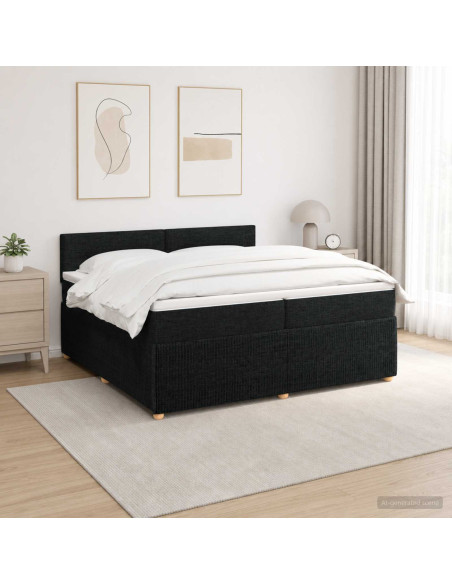 Letto box spring con materasso Nero 200 x 200 cm Tessuto