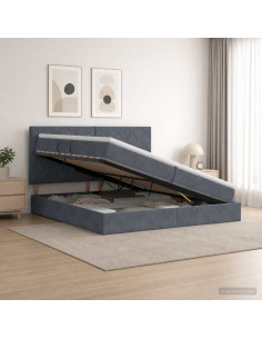 Letto con contenitore LED e materasso Grigio Scuro 200 x 200 cm