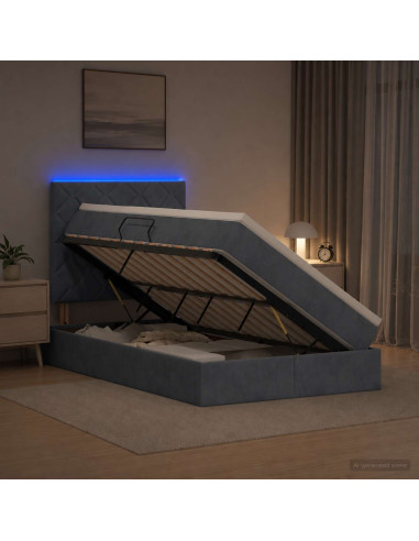 Letto con contenitore LED e materasso Grigio Scuro 120 x 200 cm
