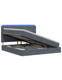 Letto con contenitore LED e materasso Grigio Scuro 200 x 200 cm 2
