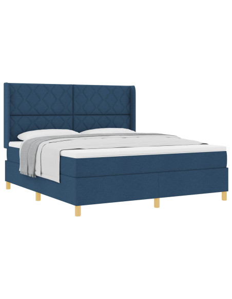 Letto a molle con testiera Blu 180 x 200 cm Tessuto