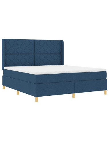 Letto a molle con testiera Blu 180 x 200 cm Tessuto