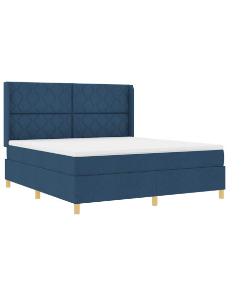 Letto a molle con testiera Blu 180 x 200 cm Tessuto