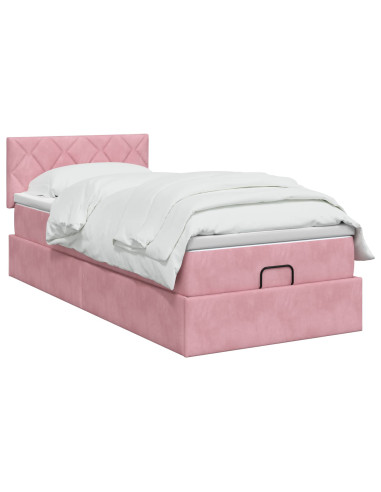 Letto ottomano con materasso Rosa 90 x 200 cm Velluto