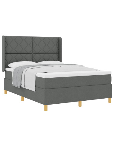 Letto a molle con testiera Grigio scuro 140 x 200 cm Tessuto