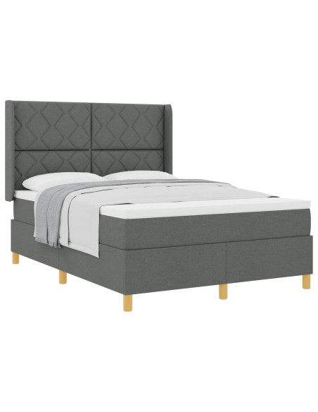 Letto a molle con testiera Grigio scuro 140 x 200 cm Tessuto