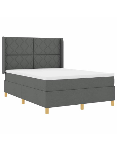 Letto a molle con testiera Grigio scuro 140 x 200 cm Tessuto