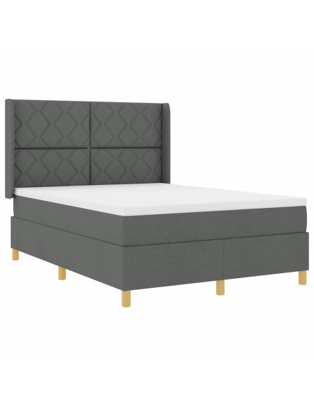 Letto a molle con testiera Grigio scuro 140 x 200 cm Tessuto