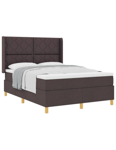 Letto a molle con testiera Marrone Scuro 140 x 190 cm Tessuto