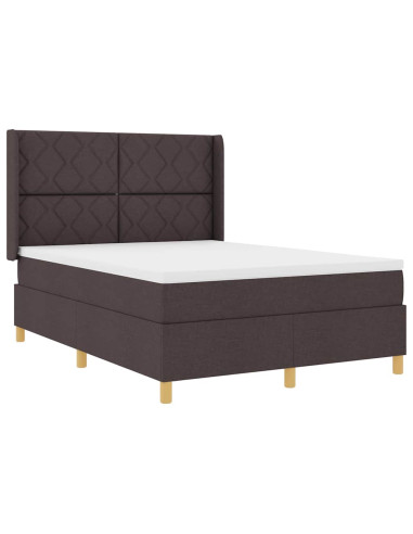 Letto a molle con testiera Marrone Scuro 140 x 190 cm Tessuto
