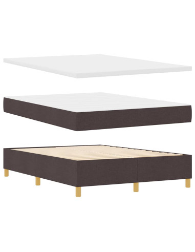 Letto a molle con testiera Marrone Scuro 140 x 190 cm Tessuto