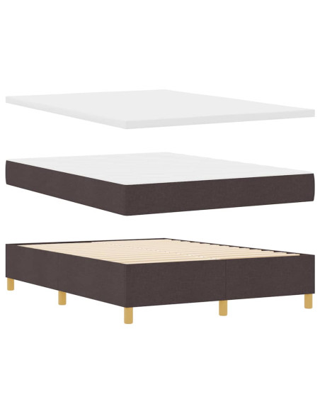 Letto a molle con testiera Marrone Scuro 140 x 190 cm Tessuto