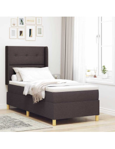 Letto a molle con testiera Marrone Scuro 100 x 200 cm Tessuto