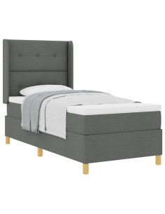 Letto a molle con testiera Grigio scuro 90 x 200 cm Tessuto 2