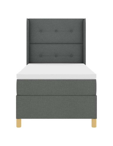 Letto a molle con testiera Grigio scuro 90 x 200 cm Tessuto