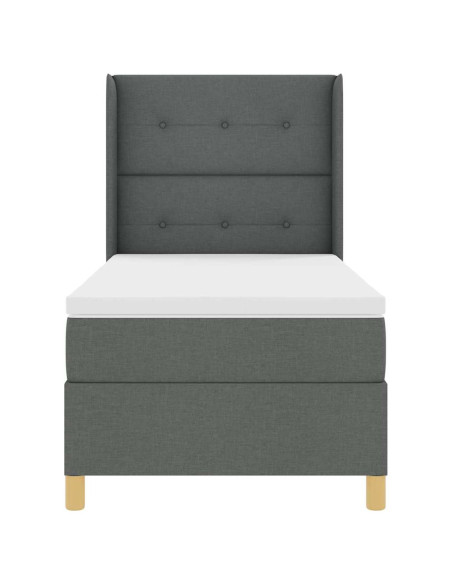 Letto a molle con testiera Grigio scuro 90 x 200 cm Tessuto