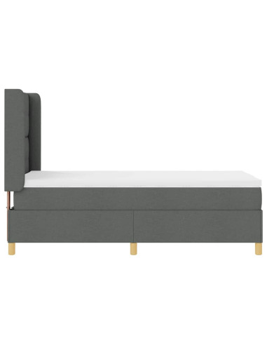 Letto a molle con testiera Grigio scuro 90 x 200 cm Tessuto