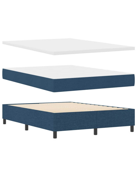Letto a molle con cuscino con testiera Blu 200 x 160 cm Tessuto