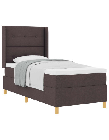 Letto a molle con testiera Marrone Scuro 100 x 200 cm Tessuto