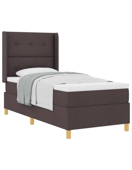 Letto a molle con testiera Marrone Scuro 100 x 200 cm Tessuto