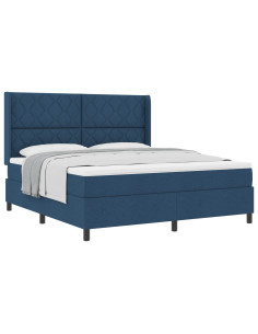 Letto a molle con cuscino con testiera Blu 200 x 180 cm Tessuto 2