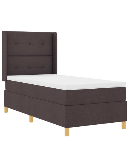 Letto a molle con testiera Marrone Scuro 100 x 200 cm Tessuto