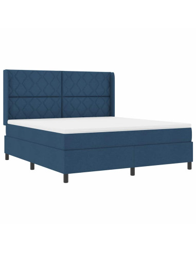 Letto a molle con cuscino con testiera Blu 200 x 180 cm Tessuto