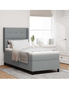 Letto a molle con cuscino Grigio chiaro 200 x 100 cm Tessuto