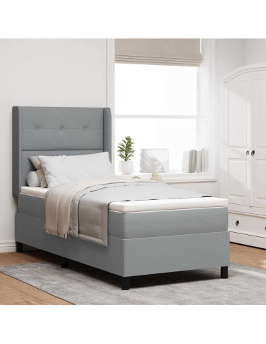 Letto a molle con cuscino Grigio chiaro 200 x 100 cm Tessuto