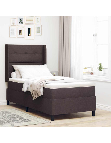 Letto a molle con cuscino Marrone Scuro 200 x 100 cm Tessuto