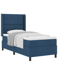 Letto a molle con cuscino con testiera Blu 200 x 90 cm Tessuto 2
