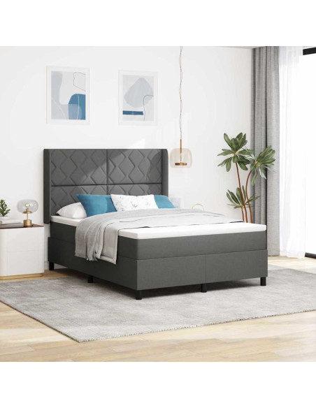 Letto a molle con cuscino Grigio scuro 190 x 140 cm Tessuto