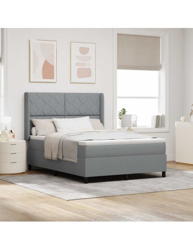 Letto a molle con cuscino Grigio chiaro 200 x 140 cm Tessuto