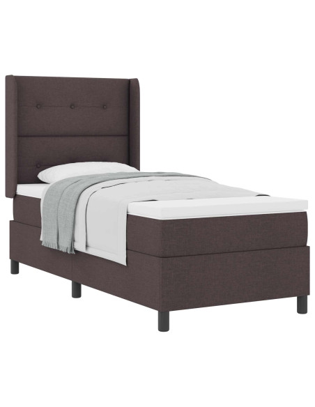 Letto a molle con cuscino Marrone Scuro 200 x 100 cm Tessuto