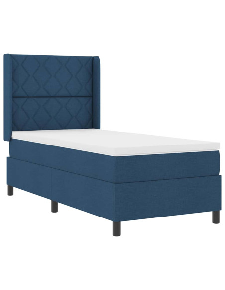Letto a molle con cuscino con testiera Blu 200 x 90 cm Tessuto