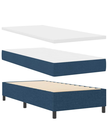 Letto a molle con cuscino con testiera Blu 200 x 90 cm Tessuto