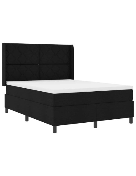 Letto a molle con cuscino Nero 190 x 140 cm Tessuto